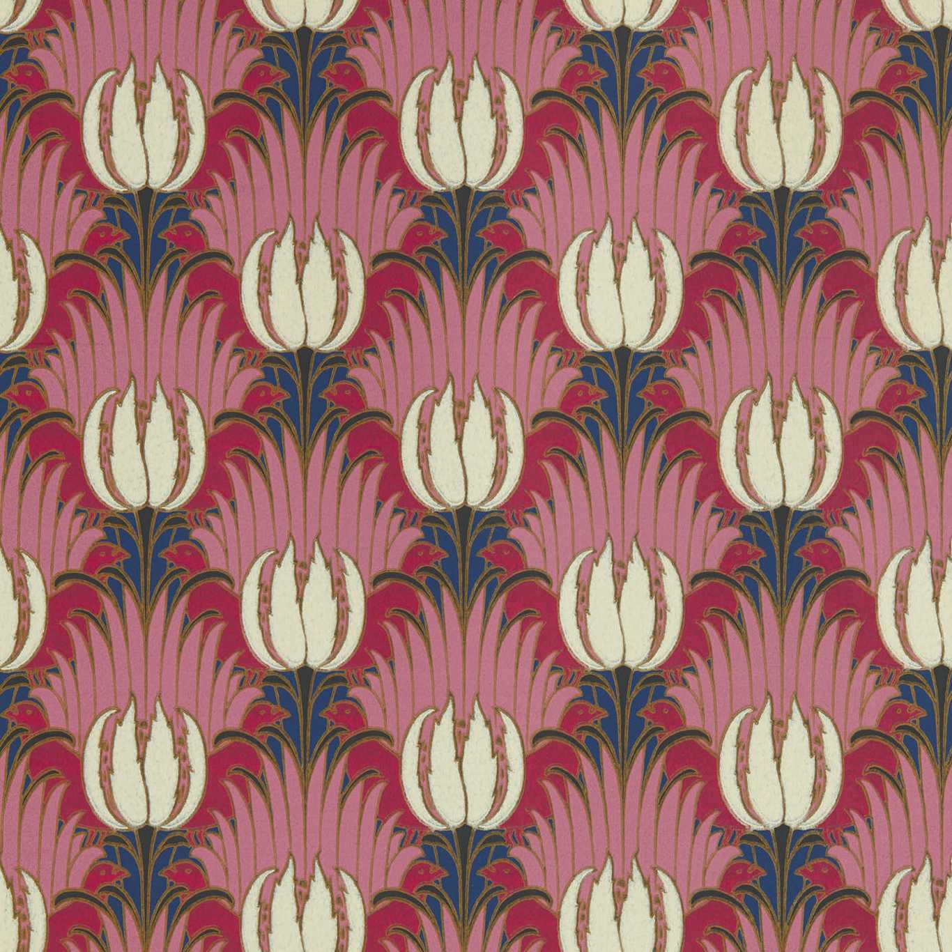 Tulip and Bird Wallpaper - Pink 