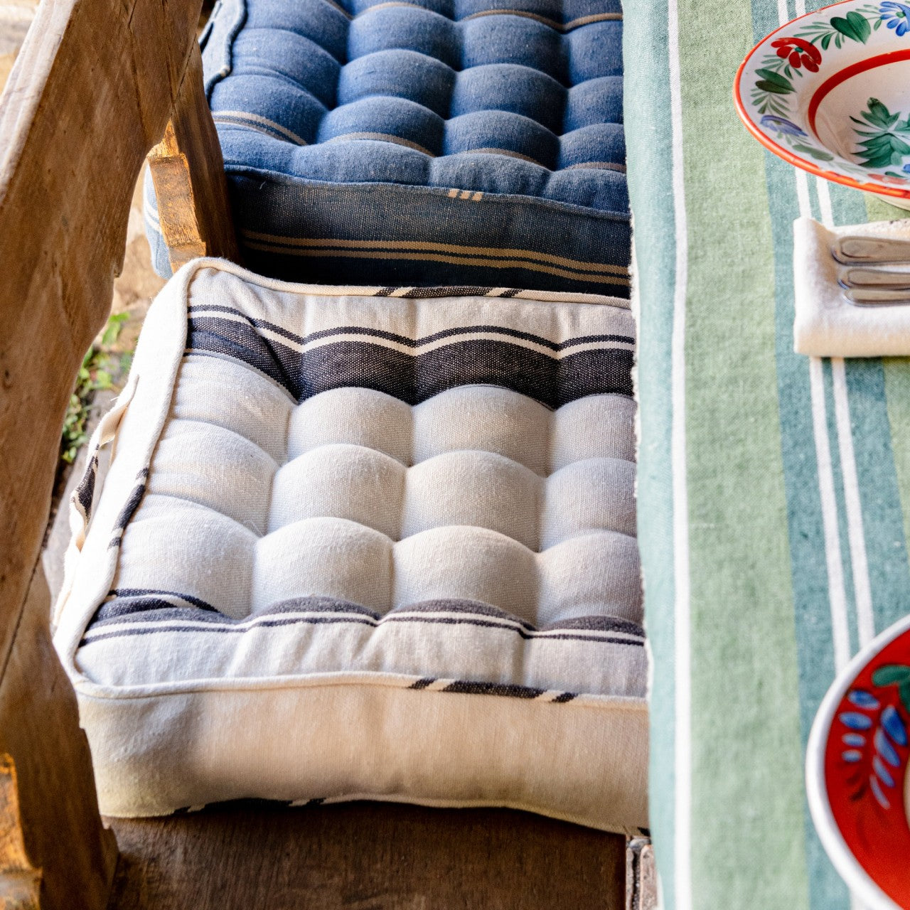 HAJDU STRIPE Linen Chair Room Cushion 2 - White