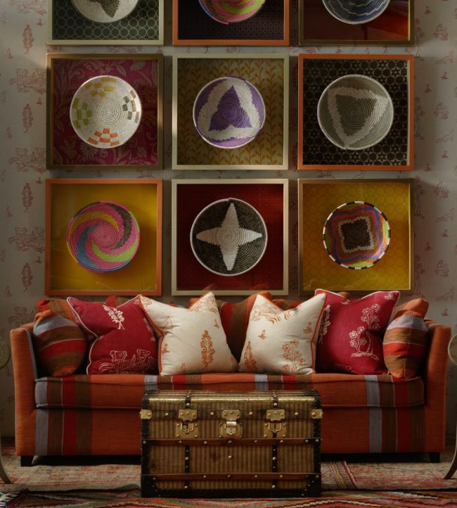 Friendly Folk Fabric - Orange