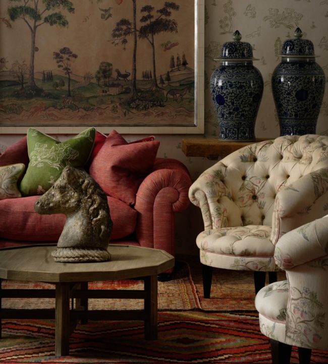 Friendly Folk Room Fabric - Green