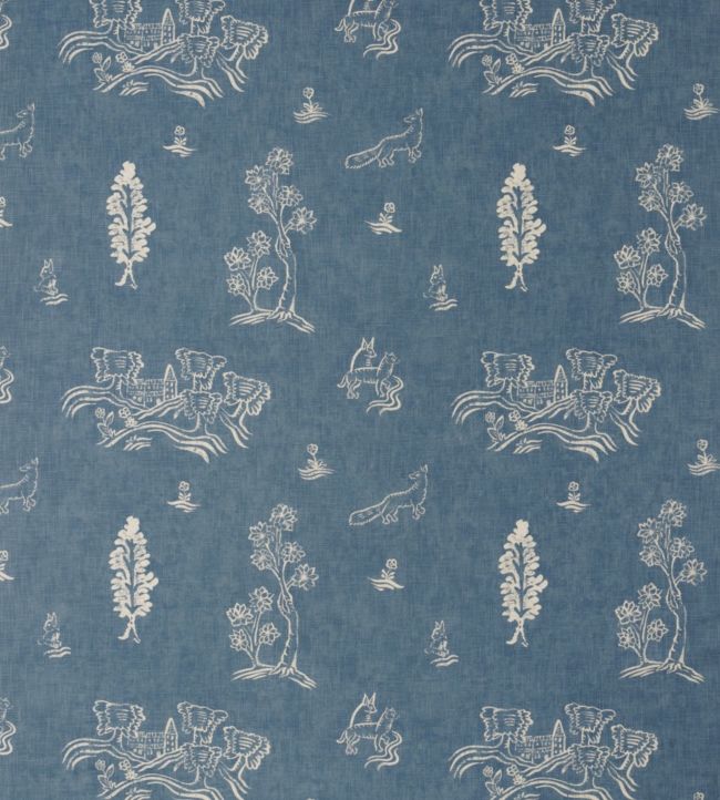 Friendly Folk Fabric - Blue 