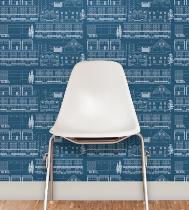 Do you live in a town? Room Wallpaper - Blue