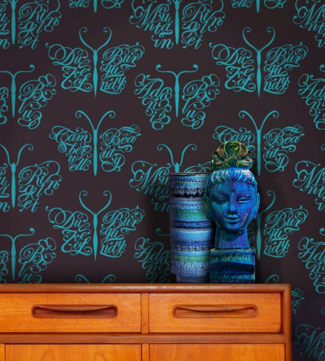 Camberwell Beauty Nursey Room Wallpaper 2  - Blue