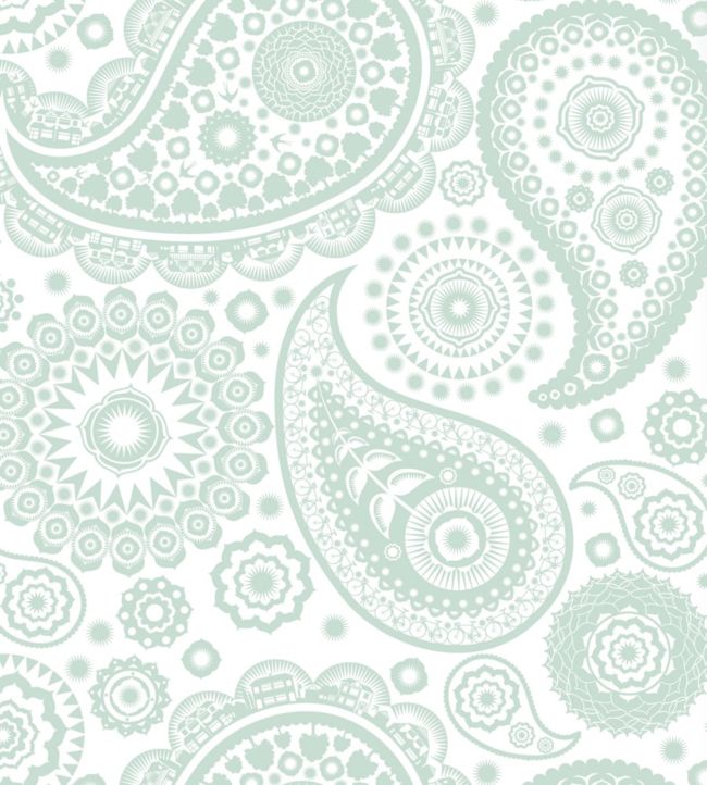 Paisley Crescent Wallpaper - Silver 