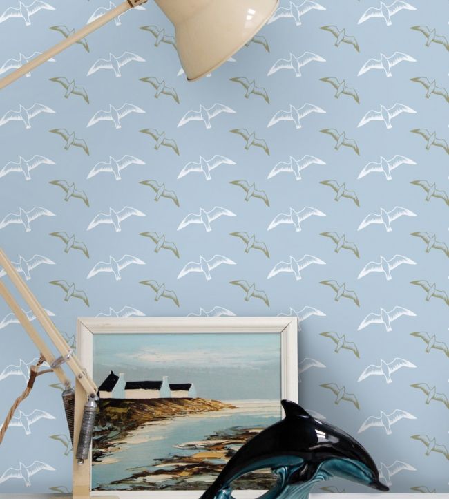 Gulls Room Wallpaper - Blue