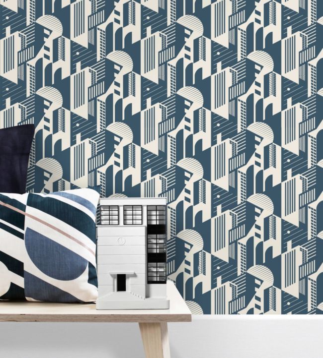 Bauhaus Room Wallpaper - Blue