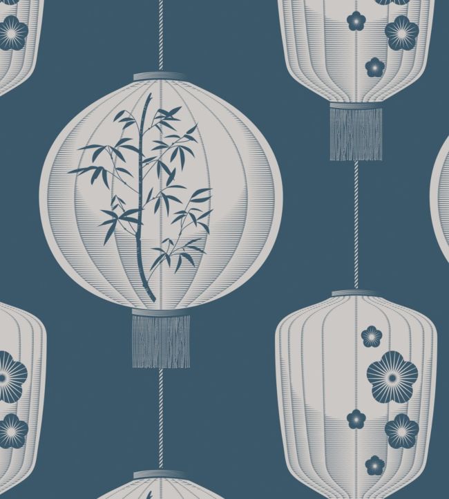 Lucky Lantern Wallpaper - Blue