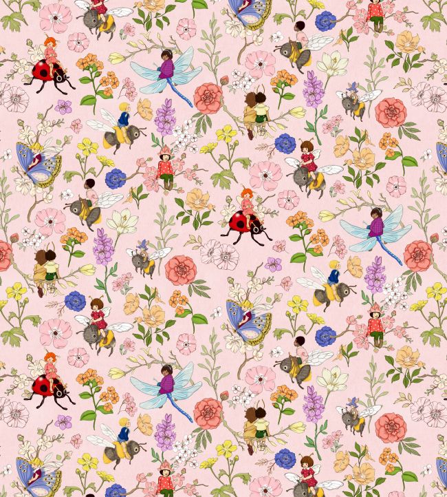 Secret Bug Garden Fabric - Pink