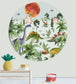 Dino By Moonlight Circle Nursery Room Mural - Green