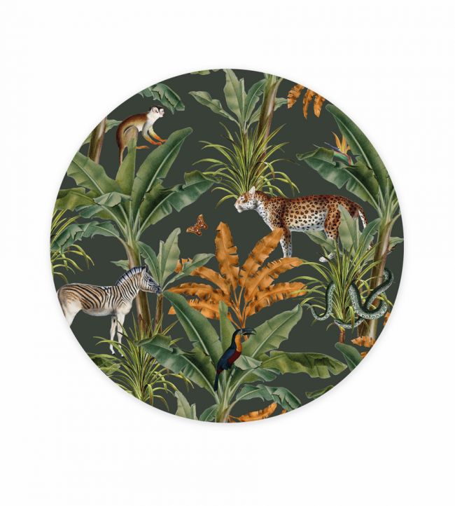 Mighty Jungle Circle Mural - Green