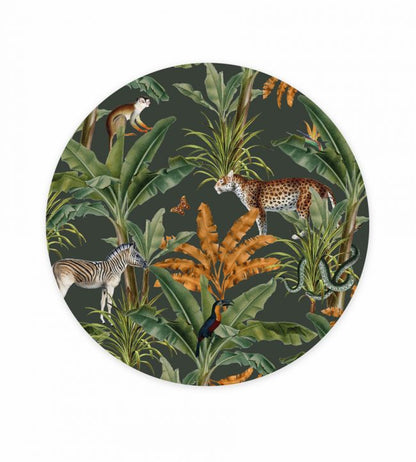 Mighty Jungle Circle Mural - Green