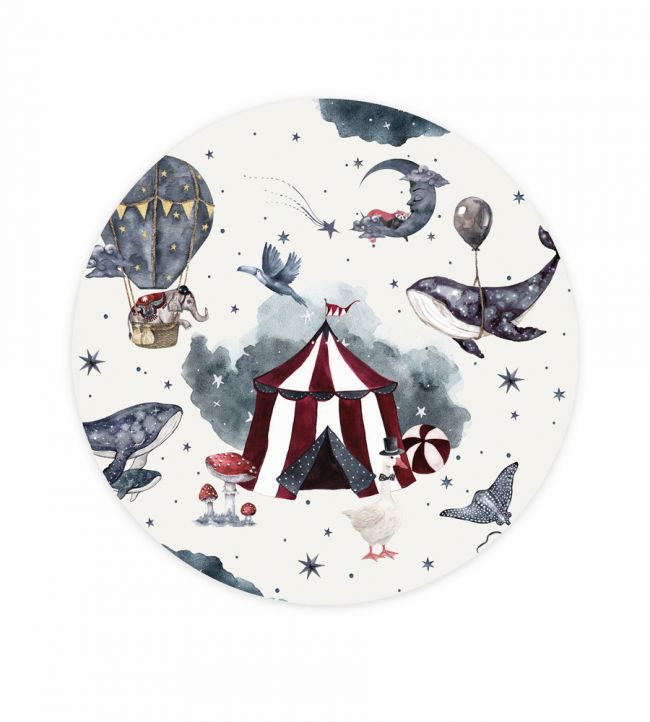 Milky Way Theatre Circle Nursery Mural - Blue