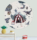 Milky Way Theatre Circle Nursery Room Mural - Blue