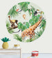 Monkey Jungle Circle Room Mural - Green