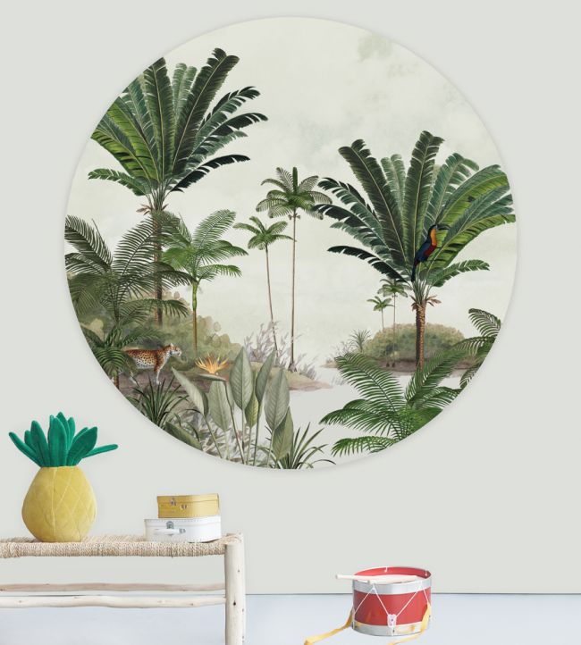 Rainforest Circle Room Mural - Green