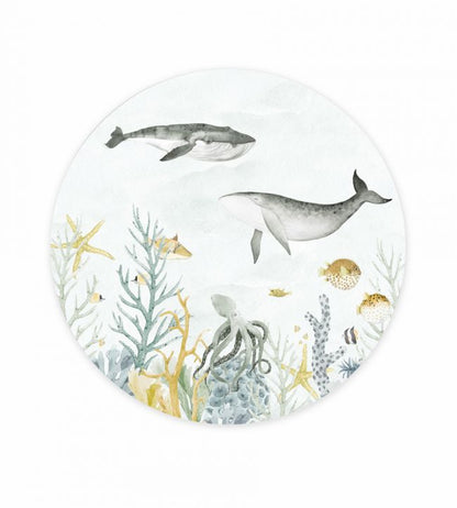 Sealife Circle Nursery Mural - Blue