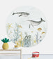 Sealife Circle Nursery Room Mural - Blue