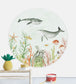 Sealife Circle Nursery Room Mural - Green