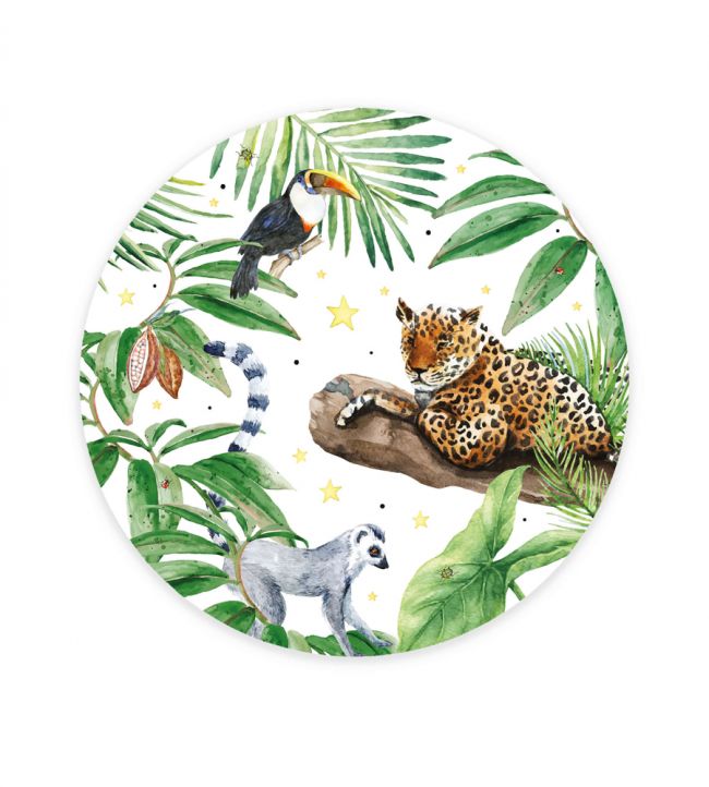 Jungle Tiger Circle Mural - Green