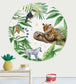 Jungle Tiger Circle Room Mural - Green