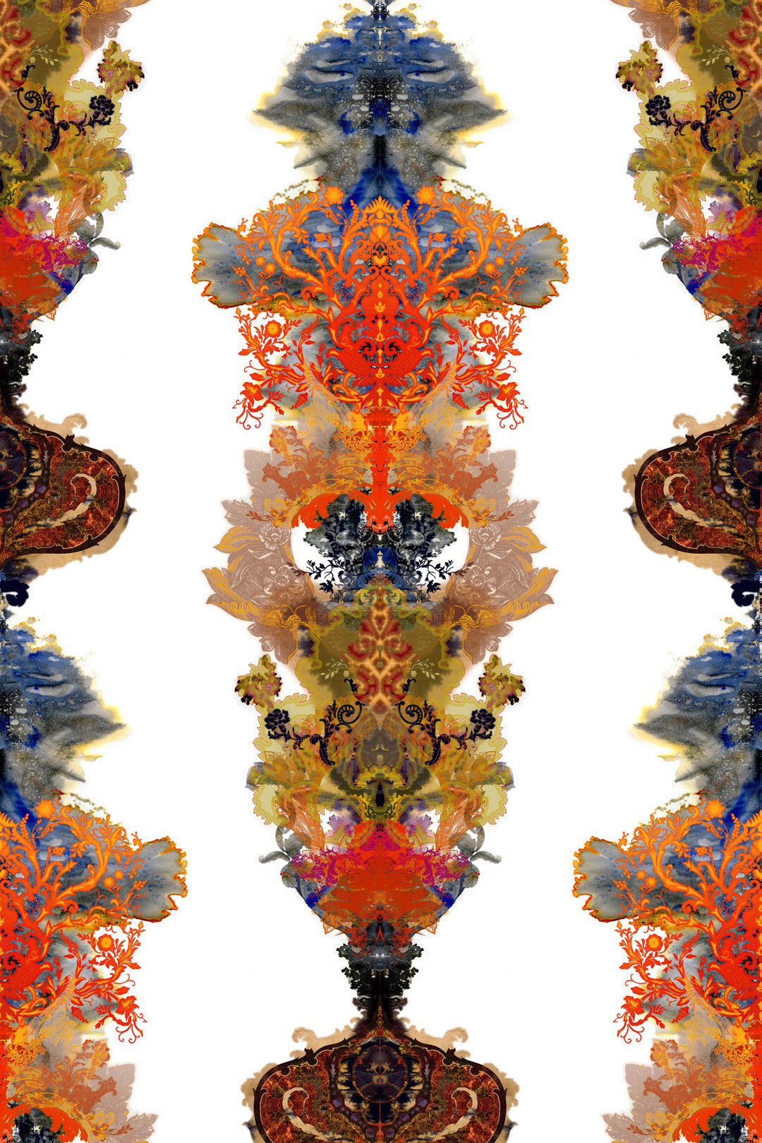 Grand Blotch Damask Wallpaper - Multicolor