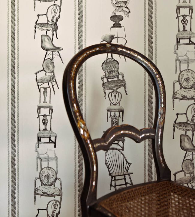 Chairs Room Wallpaper - Cream