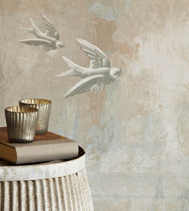 Fresco Birds Room Wallpaper - Cream