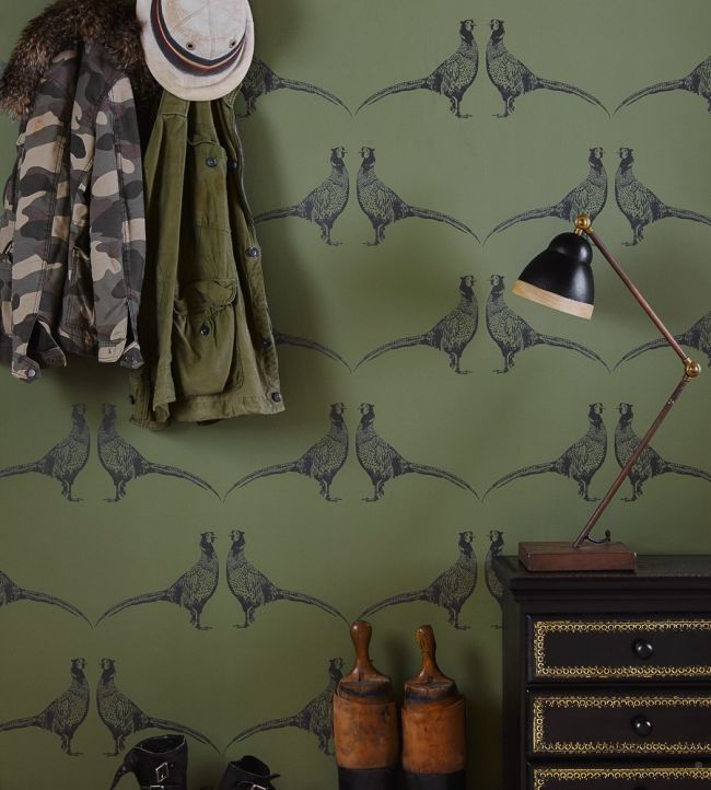 Pheasant Room Wallpaper - Green