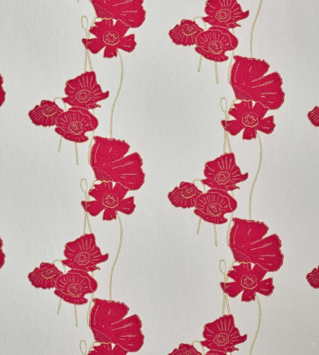 Poppy Fields Wallpaper - Red 