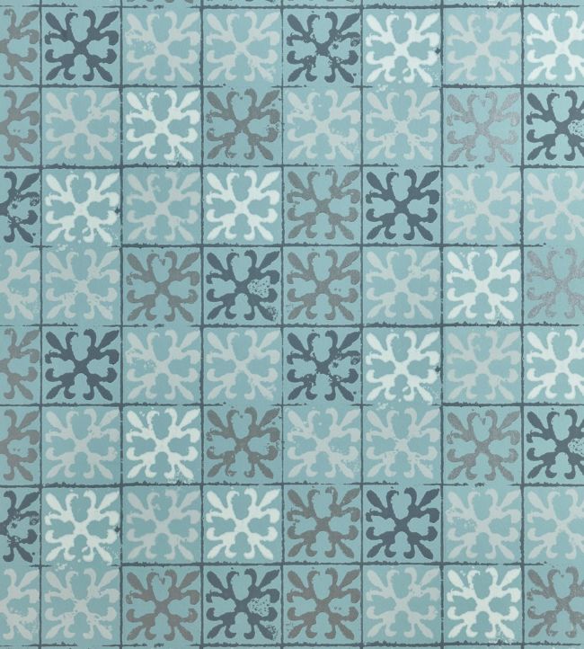 Fleur De Lys Tile Wallpaper - Blue