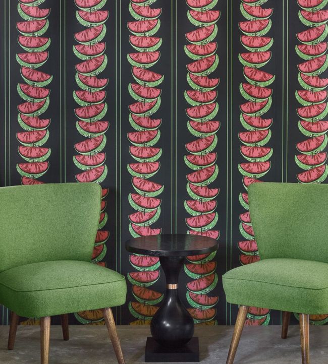 Watermelon Room Wallpaper - Black