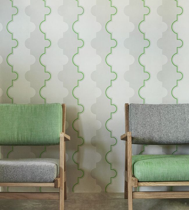 Jigsaw Stripe Room Wallpaper - Green