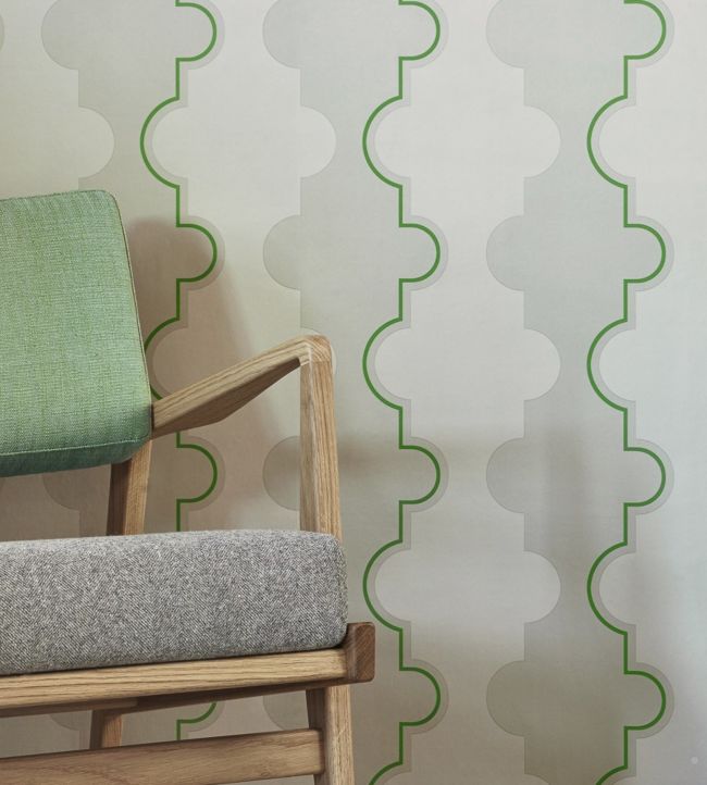 Jigsaw Stripe Room Wallpaper 2 - Green