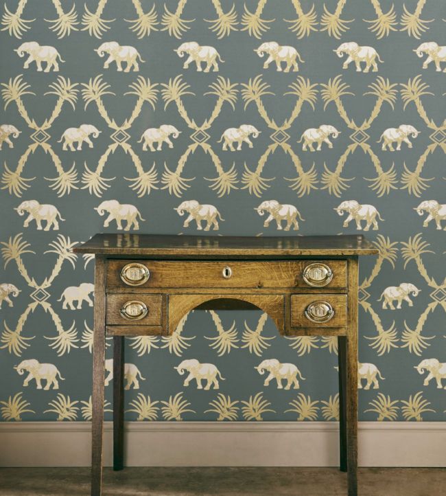 Elephant Palm Room Wallpaper 2 - Gray