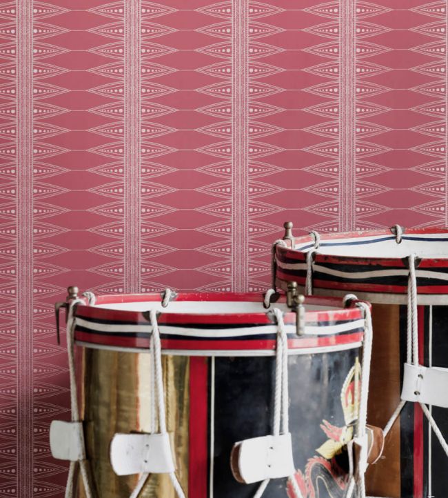 Indian Stripe Room Wallpaper - Red