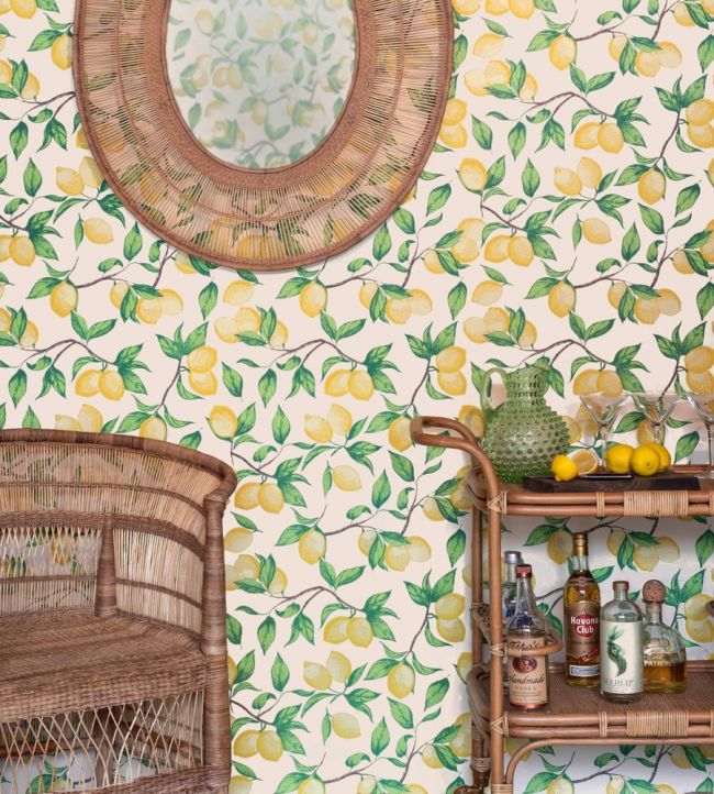 Capri Lemons Room Wallpaper - Yellow