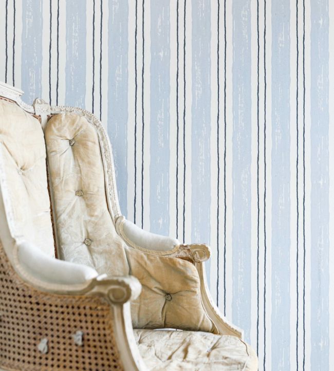 Painter's Stripe Room Wallpaper 2 - Blue