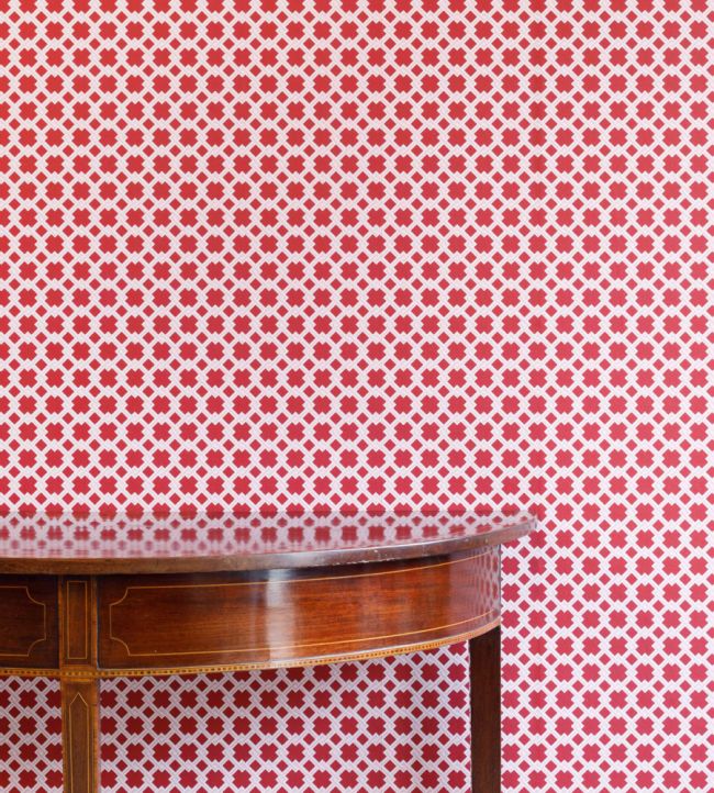 Lattice Cane Room Wallpaper 2 - Red