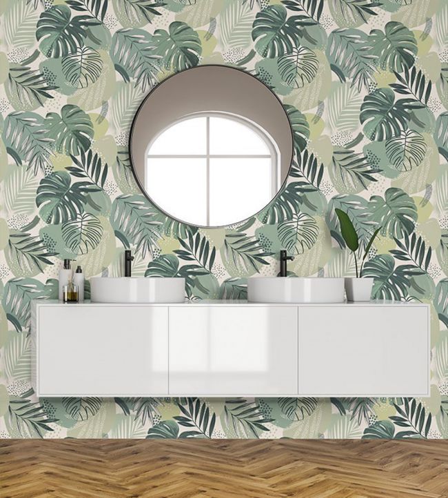 BMTD001-01A - Abstract Jungle Wallpaper - Leaf Green - Brand McKenzie