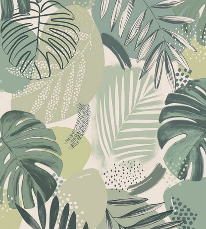 BMTD001-01A - Abstract Jungle Wallpaper - Leaf Green - Brand McKenzie