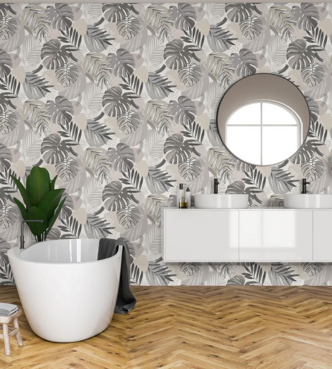 BMTD001-01B - Abstract Jungle Wallpaper - Putty Grey - Brand McKenzie