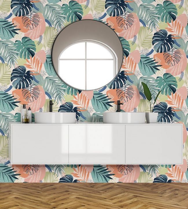 BMTD001-01C - Abstract Jungle Wallpaper - Teal Blue - Brand McKenzie