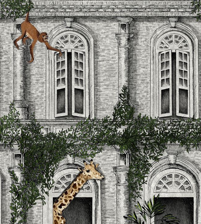 BMTD001-03A - Animal Architecture Wallpaper - Green - Brand McKenzie