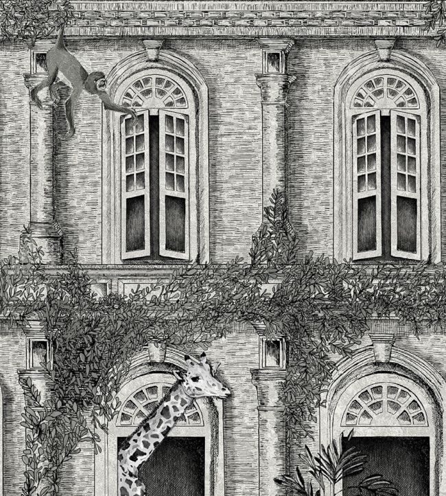 BMTD001-03B - Animal Architecture Wallpaper - Grey - Brand McKenzie