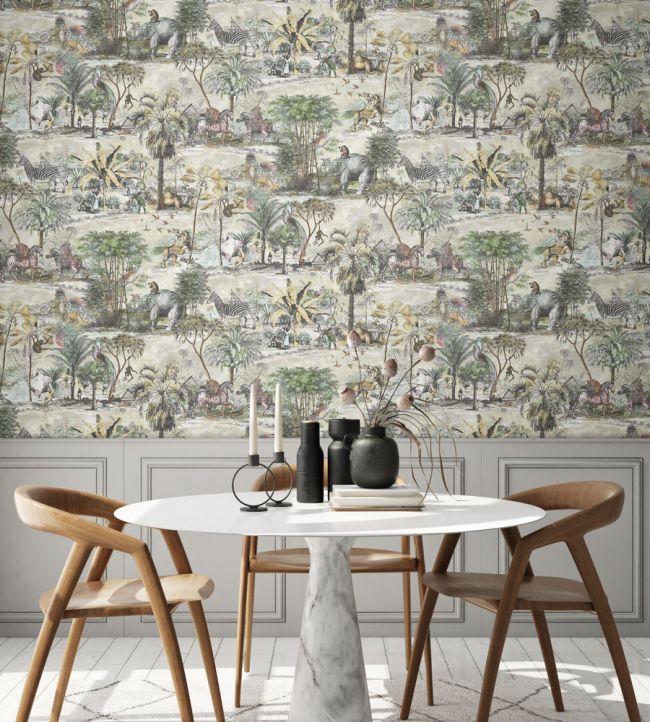 BMTD001-04A - Animal Islands Wallpaper - Bamboo Green - Brand McKenzie