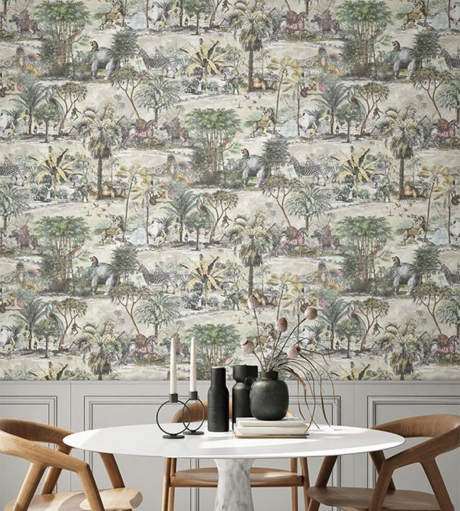 BMTD001-04A - Animal Islands Wallpaper - Bamboo Green - Brand McKenzie
