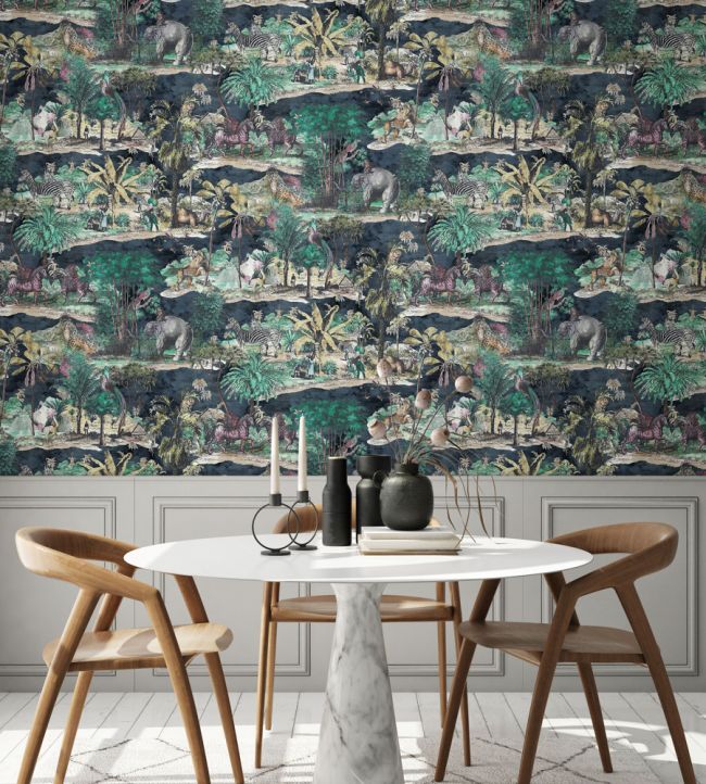 Animal Islands Room Wallpaper - Green