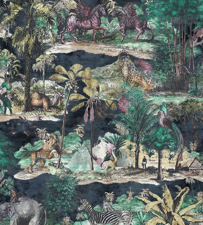 BMTD001-04B - Animal Islands Wallpaper - Midnight Blue - Brand McKenzie