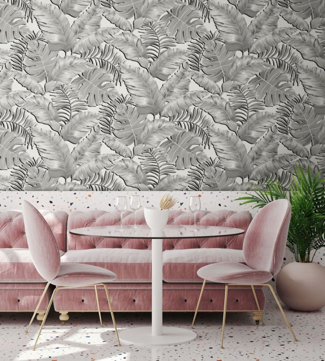 Banana Leaves Max Room Wallpaper - Gray
