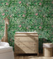 BMTD001-09A - Monkey Forest Wallpaper - Dark Green & Pink - Brand McKenzie